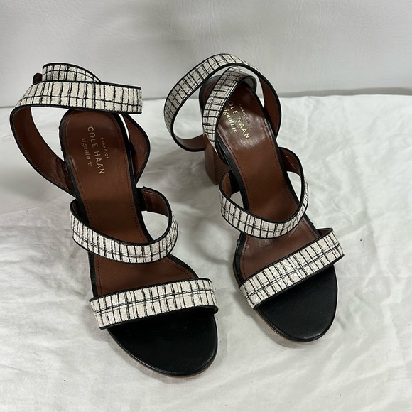 Cole Haan Signature Ankle Strap Snakeskin Scales Leather Heeled Sandals, 8B - Picture 1 of 9